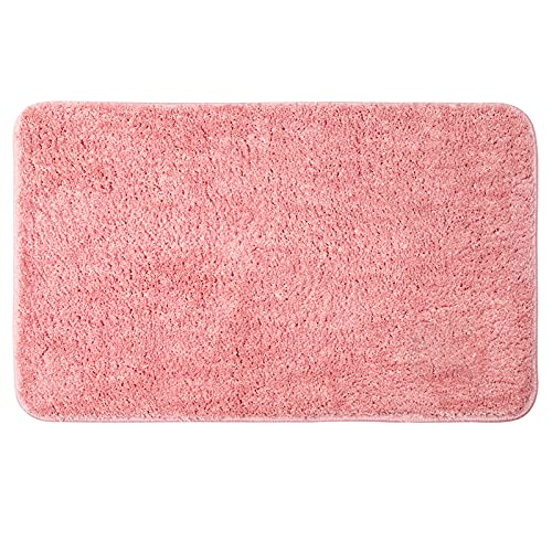 MIULEE Teppich Badematte Badezimmerteppich Bettvorleger rutschfest Badteppich Badvorleger Saugfähige Duschvorleger Waschbar Fussmatte für Wohnzimmer Schlafzimmer Badezimmer 50x80 cm Rosa von MIULEE