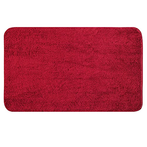 MIULEE Teppich Badematte Badezimmerteppich Bettvorleger rutschfest Badteppich Badvorleger Saugfähige Duschvorleger Waschbar Fussmatte für Wohnzimmer Schlafzimmer Badezimmer 50x80 cm Rot von MIULEE