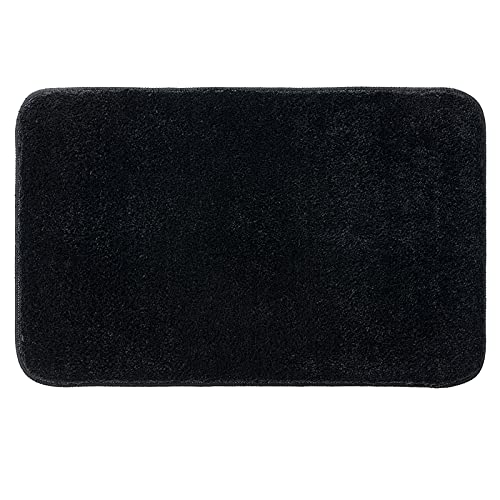 MIULEE Badezimmerteppich Teppich Badematte rutschfest Waschbar Badteppich Bettvorleger Badvorleger Saugfähige Duschvorleger Fussmatte für Wohnzimmer Schlafzimmer Badezimmer 40x60 cm Schwarz von MIULEE