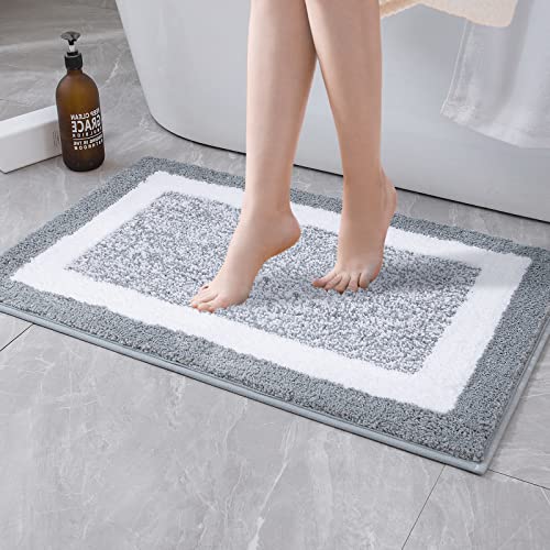 MIULEE Teppich Badematte Mikrofaser rutschfest Badteppich Farbverlauf Dekorativ Badvorleger Absorbent Fußmatte Waschbar Flauschige Duschvorleger Badezimmer Wohnzimmer Schlafzimmer 40x60 cm Grau von MIULEE