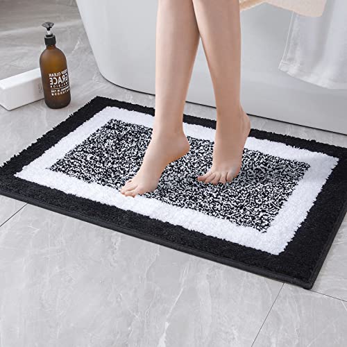 MIULEE Teppich Badematte Mikrofaser rutschfest Badteppich Farbverlauf Dekorativ Badvorleger Absorbent Fußmatte Waschbar Flauschige Duschvorleger Badezimmer Wohnzimmer Schlafzimmer 40x60 cm Schwarz von MIULEE