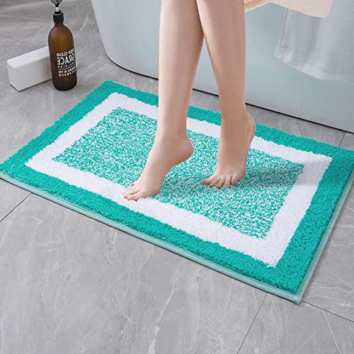 MIULEE Teppich Badematte Mikrofaser rutschfest Badteppich Farbverlauf Dekorativ Badvorleger Absorbent Fußmatte Waschbar Flauschige Duschvorleger Badezimmer Wohnzimmer Schlafzimmer 40x60 cm Türkis von MIULEE