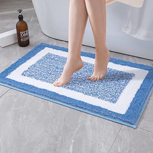 MIULEE Teppich Badematte Mikrofaser rutschfest Badteppich Farbverlauf Dekorativ Badvorleger Absorbent Fußmatte Waschbar Flauschige Duschvorleger Badezimmer Wohnzimmer Schlafzimmer 50x80 cm Blau von MIULEE