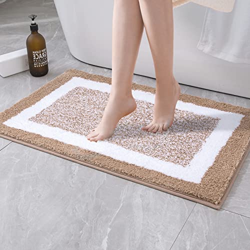 MIULEE Teppich Badematte Mikrofaser rutschfest Badteppich Farbverlauf Dekorativ Badvorleger Absorbent Fußmatte Waschbar Flauschige Duschvorleger Badezimmer Wohnzimmer Schlafzimmer 50x80 cm Kaffee von MIULEE