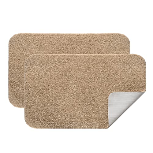 MIULEE Teppich Badgarnitur 2 Teilig Badematte Badezimmerteppich Badvorleger rutschfest Waschbar Bettvorleger Badteppich Saugfähige Duschvorleger Fussmatte für Wohnzimmer Badezimmer 40x60 cm Beige von MIULEE