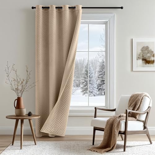 MIULEE Thermovorhang Türvorhang Doppelter Samt Vorhänge Verdunkelnd Samt Gardinen Blickdicht - Wärmeschutz Verdunklungsvorhang mit Ösen für Wohnzimmer, H245 x B132 cm, Beige, 1 Stück MIULEE Thermovorhang Türvorhang Doppelter Samt Vorhänge Verdunkelnd Samt Gardinen Blickdicht - Wärmeschutz Verdunklungsvorhang mit Ösen für Wohnzimmer, H245 x B132 cm, Beige, 1 Stück von MIULEE