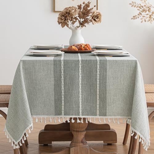 MIULEE Tischdecke 140x180cm Graue Streifen Leinenoptik Tischdecke Abwaschbar Table Cloth Boho Tischdecke Quadratisch für Küchentisch und Outdoor Tischtuch MIULEE Tischdecke 140x180cm Graue Streifen Leinenoptik Tischdecke Abwaschbar Table Cloth Boho Tischdecke Quadratisch für Küchentisch und Outdoor Tischtuch von MIULEE