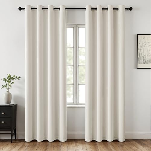 MIULEE Verdunklungsvorhänge Elfenbeinweiß Vorhänge Blickdicht 2er Set 225 cm Lang, Gardinen Fenster Abdunkeln Ösen Wohnzimmer Schlafzimmer, Fenster Vorhang Verdunkelung Thermovorhang H 225 x B 140 von MIULEE