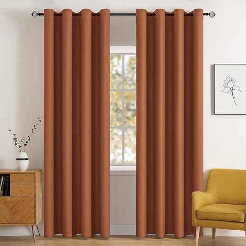 MIULEE Verdunklungsvorhänge Gebrannte Orange Vorhänge Blickdicht 2er Set 245 cm Lang, Gardinen Fenster Abdunkeln Ösen Wohnzimmer Schlafzimmer, Fenster Vorhang Verdunkelung Thermovorhang H 245 x B 140 von MIULEE