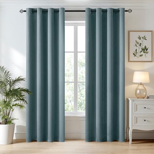 MIULEE Verdunklungsvorhänge Graublau Vorhänge Blickdicht 2er Set 225 cm Lang, Modern Gardinen Fenster Abdunkeln Ösen Wohnzimmer Schlafzimmer, Fenster Vorhang Verdunkelung Thermovorhang H 225 x B 140 MIULEE Verdunklungsvorhänge Graublau Vorhänge Blickdicht 2er Set 225 cm Lang, Modern Gardinen Fenster Abdunkeln Ösen Wohnzimmer Schlafzimmer, Fenster Vorhang Verdunkelung Thermovorhang H 225 x B 140 von MIULEE