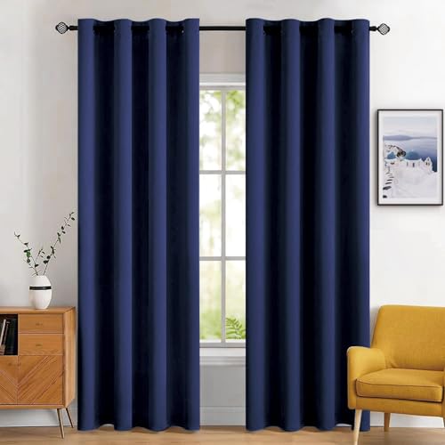 MIULEE Verdunklungsvorhänge Marineblau Vorhänge Blickdicht 2er Set 245 CM Lang, Modern Gardinen Fenster Abdunkeln Ösen Wohnzimmer Schlafzimmer, Fenster Vorhang Verdunkelung Thermovorhang H 245 x B 140 MIULEE Verdunklungsvorhänge Marineblau Vorhänge Blickdicht 2er Set 245 CM Lang, Modern Gardinen Fenster Abdunkeln Ösen Wohnzimmer Schlafzimmer, Fenster Vorhang Verdunkelung Thermovorhang H 245 x B 140 von MIULEE