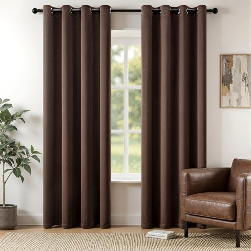 MIULEE Verdunklungsvorhänge Schokoladenbraun Vorhänge Blickdicht 2er Set 225 cm Lang, Gardinen Fenster Abdunkeln Ösen Wohnzimmer Schlafzimmer, Fenster Vorhang Verdunkelung Thermovorhang H 225 x B 140 von MIULEE