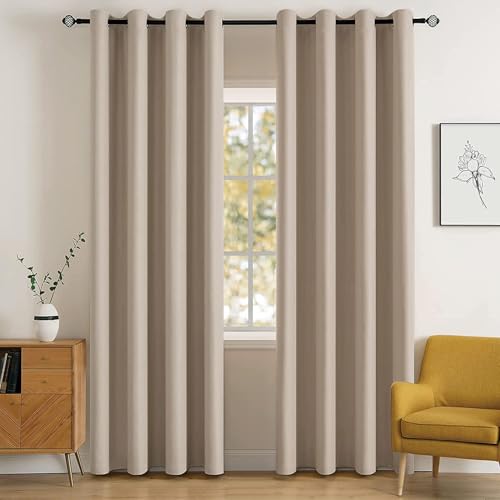 MIULEE Verdunklungsvorhänge Taupe Vorhänge Blickdicht 2er Set 245 cm Lang, Gardinen Fenster Abdunkeln Ösen Wohnzimmer Schlafzimmer, Fenster Vorhang Verdunkelung Thermovorhang H 245 x B 140 von MIULEE