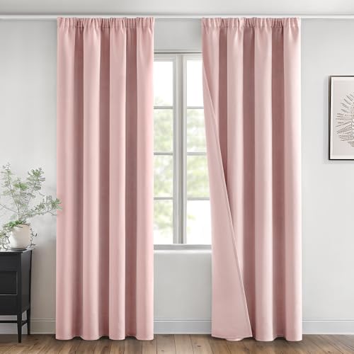 MIULEE Verdunklungsvorhänge mit Kräuselband Hellrosa Vorhänge Blickdicht 2er Set 140x245 cm Modern Gardinen Abdunkelnde Vorhänge Wohnzimmer Schlafzimmer Fenster Gardine Verdunkelung Thermovorhang von MIULEE