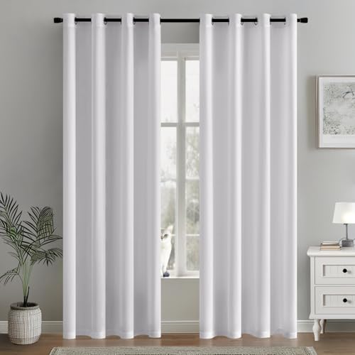 MIULEE Voile Gardinen mit ösen Vorhänge Halbtransparent Stores Vorhang Transparente ösenschal Wohnzimmer Schlaufenschal 2er Set 140x175cm Weiß MIULEE Voile Gardinen mit ösen Vorhänge Halbtransparent Stores Vorhang Transparente ösenschal Wohnzimmer Schlaufenschal 2er Set 140x175cm Weiß von MIULEE