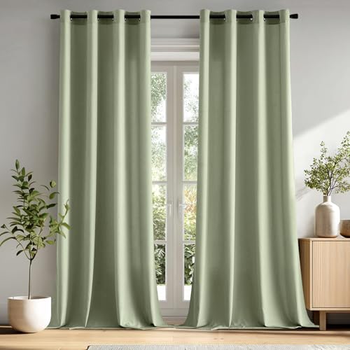 MIULEE Voile Gardinen mit ösen Vorhänge Halbtransparent Stores Vorhang Transparente ösenschal Wohnzimmer Schlaufenschal 2er Set 140x245cm Salbei Grün MIULEE Voile Gardinen mit ösen Vorhänge Halbtransparent Stores Vorhang Transparente ösenschal Wohnzimmer Schlaufenschal 2er Set 140x245cm Salbei Grün von MIULEE
