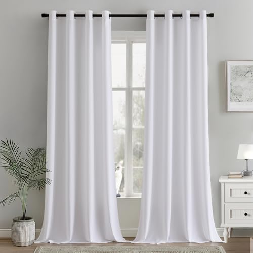 MIULEE Voile Gardinen mit ösen Vorhänge Halbtransparent Stores Vorhang Transparente ösenschal Wohnzimmer Schlaufenschal 2er Set 140x245cm Weiß MIULEE Voile Gardinen mit ösen Vorhänge Halbtransparent Stores Vorhang Transparente ösenschal Wohnzimmer Schlaufenschal 2er Set 140x245cm Weiß von MIULEE