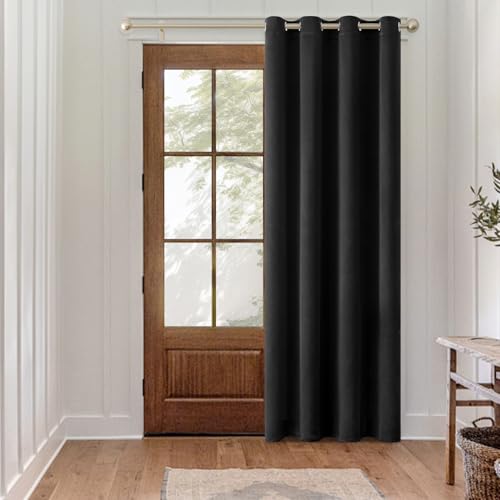 MIULEE Verdunklungsvorhang Schwarz Blickdichte Vorhänge mit Ösen 1 Stück H 245 x B 140 cm Tür Gardinen Abdunkelnde Wohnzimmer Schlafzimmer Blackout Curtain von MIULEE