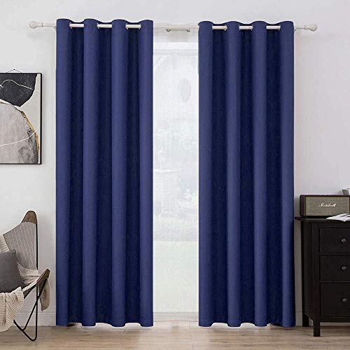 MIULEE Vorhänge Dunkelblau Blickdicht mit Ösen, Schöner Weicher Verdunklungsvorhänge zum Verdunkeln von Räumen, 2er Set Gardinen Abdunkelnd Schlafzimmer Wohnzimmer Thermovorhang Kälteschutz 140X225 CM von MIULEE