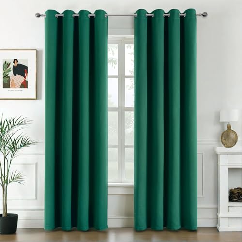 MIULEE Vorhänge Grün Blickdicht mit Ösen, Schöner Weicher Verdunklungsvorhänge zum Verdunkeln von Räumen, 2er Set Gardinen Abdunkelnd Schlafzimmer Wohnzimmer Thermovorhang Kälteschutz 140X245 cm von MIULEE
