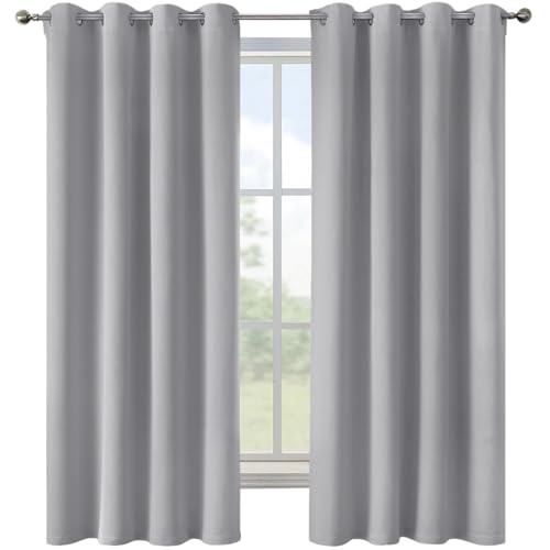 MIULEE Vorhänge Hellgrau Blickdicht mit Ösen, Schöner Weicher Verdunklungsvorhänge zum Verdunkeln von Räumen, 2er Set Gardinen Abdunkelnd Schlafzimmer Wohnzimmer Thermovorhang Kälteschutz 140X160 cm von MIULEE