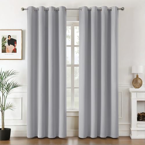 MIULEE Vorhänge Hellgrau Blickdicht mit Ösen, Schöner Weicher Verdunklungsvorhänge zum Verdunkeln von Räumen, 2er Set Gardinen Abdunkelnd Schlafzimmer Wohnzimmer Thermovorhang Kälteschutz 140X225 cm MIULEE Vorhänge Hellgrau Blickdicht mit Ösen, Schöner Weicher Verdunklungsvorhänge zum Verdunkeln von Räumen, 2er Set Gardinen Abdunkelnd Schlafzimmer Wohnzimmer Thermovorhang Kälteschutz 140X225 cm von MIULEE