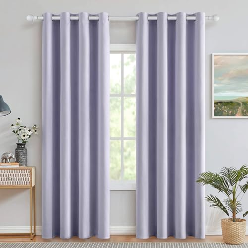 MIULEE Vorhänge Helllila Blickdicht mit Ösen, Schöner Weicher Verdunklungsvorhänge zum Verdunkeln von Räumen, 2er Set Gardinen Abdunkelnd Schlafzimmer Wohnzimmer Thermovorhang Kälteschutz 140X245 cm von MIULEE