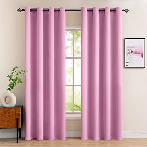 MIULEE Vorhänge Rosa Blickdicht mit Ösen 228 cm Lang, Schöner Weicher Verdunklungsvorhänge zum Verdunkeln von Räumen, 2er Set Abdunkelnde Vorhänge Wohnzimmer Blickdichte Ösenvorhang Jeder 228X117 cm von MIULEE