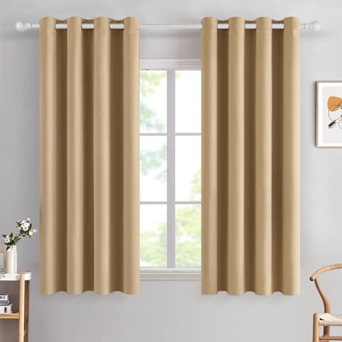 MIULEE Vorhänge Taupe Blickdicht mit Ösen, Schöner Weicher Verdunklungsvorhänge zum Verdunkeln von Räumen, 2er Set Gardinen Abdunkelnd Schlafzimmer Wohnzimmer Thermovorhang Kälteschutz 140X160 cm von MIULEE
