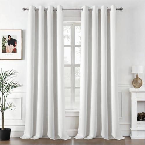 MIULEE Vorhänge Weiß Blickdicht mit Ösen, Schöner Weicher Verdunklungsvorhänge zum Verdunkeln von Räumen, 2er Set Gardinen Abdunkelnd Schlafzimmer Wohnzimmer Thermovorhang Kälteschutz 140X260 cm von MIULEE