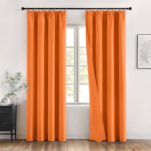 MIULEE Verdunklungsvorhänge mit Kräuselband Orange Vorhänge Blickdicht 2er Set 140x225 cm Modern Gardinen Abdunkelnde Vorhänge Wohnzimmer Schlafzimmer Fenster Gardine Verdunkelung Thermovorhang von MIULEE