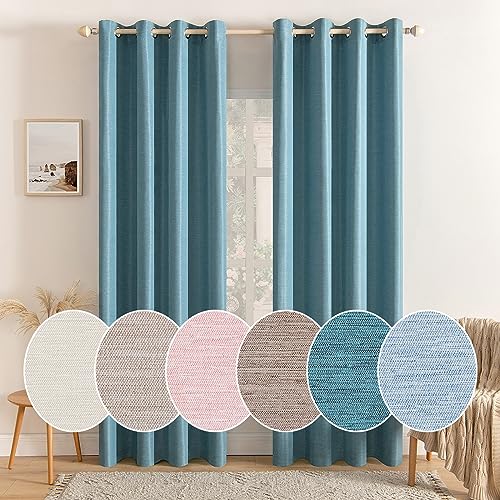 MIULEE Vorhang Blickdicht Vorhänge Gardinen mit Ösen Thermogardine Ösenvorhang Dekoschal Slub Leinen Fensterschal für Wohnzimmer Schlafzimmer 2er Set 140 x 175cm（B x H） Navy blau von MIULEE