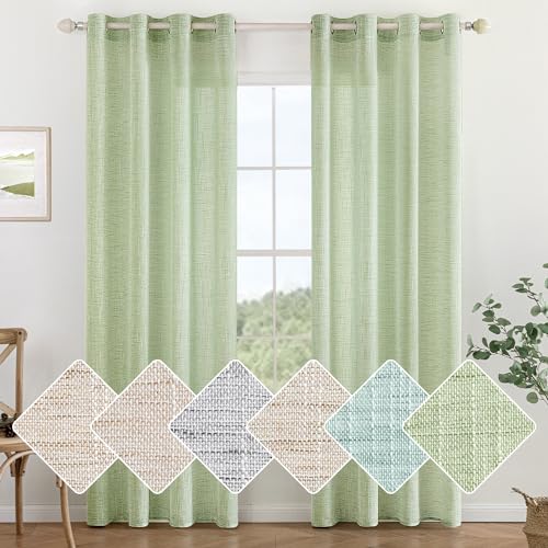 MIULEE Vorhang Gardinen Leinen mit ösen Voile Vorhänge Leinenoptik Gardinen Wohnzimmer Modern Fensterschal Kinderzimmer küchengardinen Schlaufenschal 2er Set 140x215 cm Grün MIULEE Vorhang Gardinen Leinen mit ösen Voile Vorhänge Leinenoptik Gardinen Wohnzimmer Modern Fensterschal Kinderzimmer küchengardinen Schlaufenschal 2er Set 140x215 cm Grün von MIULEE