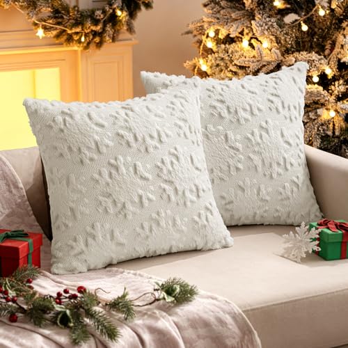 MIULEE Weihnachten Kissenbezug Weihnachtstag 2er Set Kurz Wolle und Samt Kissenbezüge Deko Runde Schneeflocken Luxuriöses Winter Zierkissenbezug für Sofa Schlafzimmer Wohnzimmer Creme 40x40cm MIULEE Weihnachten Kissenbezug Weihnachtstag 2er Set Kurz Wolle und Samt Kissenbezüge Deko Runde Schneeflocken Luxuriöses Winter Zierkissenbezug für Sofa Schlafzimmer Wohnzimmer Creme 40x40cm von MIULEE