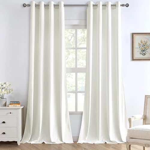 MIULEE Weiß Samtvorhang Ösen 2er Set 140X280, Blickdichte Vorhänge Samt für Schlafzimmer Wohnzimmer, Wunderschön Weich Vorhang Verdunkelung Velvet Curtains, Verdunkelnd Samt Gardinen Blickdicht von MIULEE