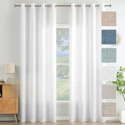 MIULEE Wohnzimmer Vorhänge Gardinen Leinen Ösenvorhang Leinenoptik Vorhang Boho Gardine mit Ösen Semi-transparent Leinenvorhang Curtains 2er Set HxB 280x140 cm,Weiß MIULEE Wohnzimmer Vorhänge Gardinen Leinen Ösenvorhang Leinenoptik Vorhang Boho Gardine mit Ösen Semi-transparent Leinenvorhang Curtains 2er Set HxB 280x140 cm,Weiß von MIULEE