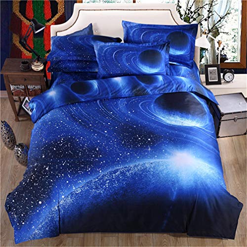 3D Verträumte Galaxy Sternenhimmel Universum Mond Bettbezug Set Jungen Mädchen Mikrofaser Bettwäsche-Set Schlafzimmer Dekoration Geburtstagsgeschenk Super weich und bequem (Galaxy -D, 135 x 200 cm) von MIUNNG