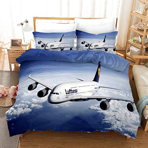 Bettwäsche Set Modern Luftfahrt Flugzeug Hubschrauber Thema Männer und Jugendliche Komfortabel Langlebig Bettbezug Verträumte Flugzeuge Haus Dekoration (Flugzeuge 05,135x200cm) von MIUNNG