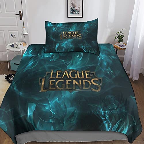 MIUNNG League of Legends 3D Bedruckte Bettwäsche Bettbezug Games Set Mit Kissenbezug Microfaser Reißverschluss Steppdeckenbezug 3 Teilig, Teenager Und Erwachsene Tröster Set Single（135x200cm） von MIUNNG