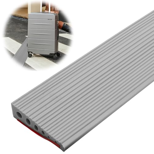 100x10x2.5CM Schwellenrampe, Türschwellenrampen, PVC Rollstuhlrampe, rutschfeste Oberfläche, Gummirampe Auffahrrampe Schwellenrampe für Rollstuhl, Kinderwagen, Rollator oder e Scooter (Grau, 2.5) von MIUUIPI