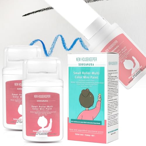 2 Stück Wandfarbe Ausbessern Weiß, 200ml Wandreparatur Rollbürste mit Wandreparaturpaste, Farbroller Wandfarbe Weiß, Wand Ausbessern Roller Ausbesserungsfarbe für Wandkratzer Graffiti Flecken Risse von MIUUIPI