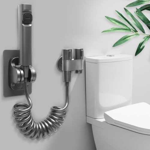 Bidet Handbrause Set, Doppelstrahl-Modus Toilettensprühgerät mit Sprühköpfe, Schläuche, G1/2" Ventil und Haken, Handbrause Toilette für Baby Stoffwindelsprüh, Haustieren, Reinigung von Toiletten von MIUUIPI