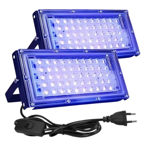 MIUUIPI 2 Stück Schwarzlichtlampe, 50W Schwarzlicht mit Stecker, Schwarzlicht Strahler, IP65 Wasserdicht, UV Flutlicht für Bar, Disco, Party Deko, Halloween, Bühnen und Körpermalerei MIUUIPI 2 Stück Schwarzlichtlampe, 50W Schwarzlicht mit Stecker, Schwarzlicht Strahler, IP65 Wasserdicht, UV Flutlicht für Bar, Disco, Party Deko, Halloween, Bühnen und Körpermalerei von MIUUIPI
