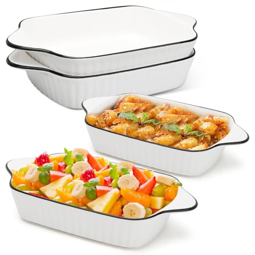 MIUUIPI 26.5cm Kleine Auflaufformen 4er Set, 1L Rechteckige Lasagneformen, Keramik Backform mit Griffe, Stapelbares Backformen für Fritteuse, Ofenfest & Mikrowellenfest MIUUIPI 26.5cm Kleine Auflaufformen 4er Set, 1L Rechteckige Lasagneformen, Keramik Backform mit Griffe, Stapelbares Backformen für Fritteuse, Ofenfest & Mikrowellenfest von MIUUIPI