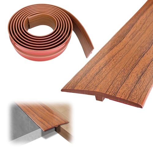 MIUUIPI 3M * 5CM Übergangsprofil Selbstklebend, PVC Türschwellen Leiste, T Profil Übergangsleiste Boden Höhenausgleich Abdeckleiste für Parkettböden Laminate Schwellen (Holzmaserung Braun) von MIUUIPI