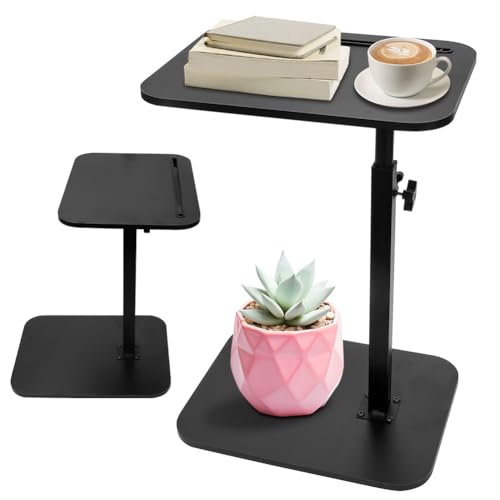 MIUUIPI Beistelltisch C Form, 360° Rotierbarer und Höhenverstellbar Sofatisch, Couchtisch, Kaffeetisch Side Table Sofa Table Betttisch für Wohnzimmer Schlafzimmer Bad Bett, Schwarz von MIUUIPI
