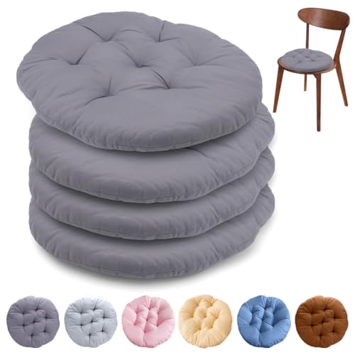 MIUUIPI Sitzkissen Rund, Bequemes Sitzkissen 37x37 cm, Stuhlauflage für Bürostuhl, Gartenstuhl, Balkonstuhl, Sitzpolster Indoor & Outdoor für Esszimmer, Wohnzimmer, Studierzimmer (Dunkelgrau) von MIUUIPI