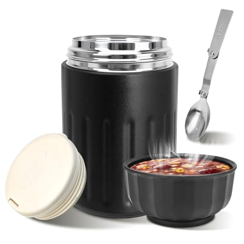 MIUUIPI Thermobehälter für Essen, 600ml Edelstahl Warmhaltebehälter, Speisegefäß für Essen, Thermoskanne Essen Auslaufsicher, Mueslicup inkl. Löffel für Joghurt, Porridge MIUUIPI Thermobehälter für Essen, 600ml Edelstahl Warmhaltebehälter, Speisegefäß für Essen, Thermoskanne Essen Auslaufsicher, Mueslicup inkl. Löffel für Joghurt, Porridge von MIUUIPI