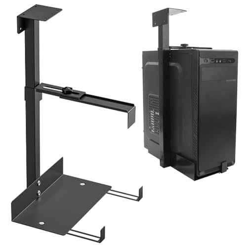 PC Halterung Unter Schreibtisch, Verstellbare Computer Halterung unter Schreibtisch Aufhängung Halter für Untertisch PC Wandhalterung Flexibler Halter, Funktioniert mit den meisten Hosts,Schwarz von MIUUIPI
