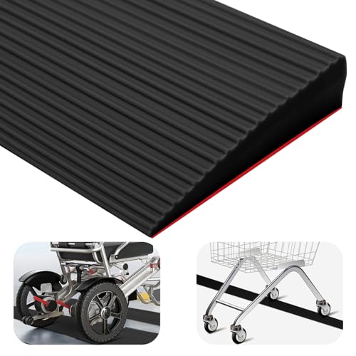 Türschwellenrampen, 200x8x2CM Schwellenrampe, PVC Rollstuhlrampe, rutschfeste Oberfläche, Gummirampe Auffahrrampe Schwellenrampe für Rollstuhl, Kinderwagen, Rollator oder e Scooter (Schwarz, 2) von MIUUIPI
